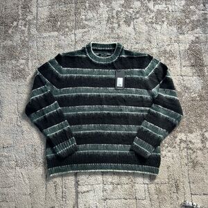 Neuw Black and Green Striped Crewneck Sweater